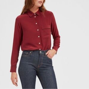 Everlane Piped Silk Pocket Shirt